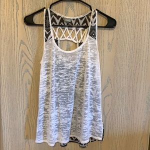 White tank top with black and white tribal print